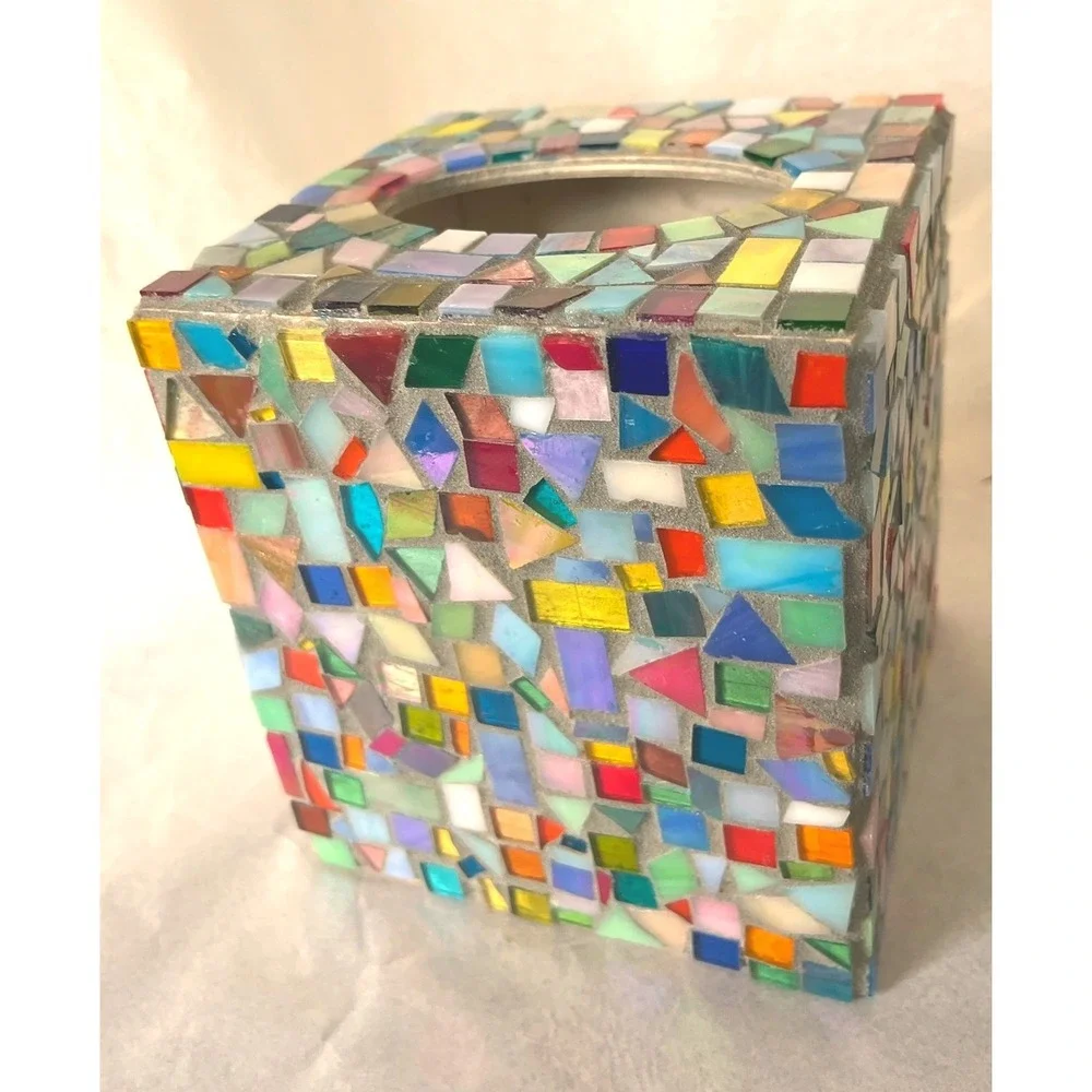 Handmade Mosaic Tile Tissue Box Cover Unisex OS Multi Bohemian Luxury Home Decor